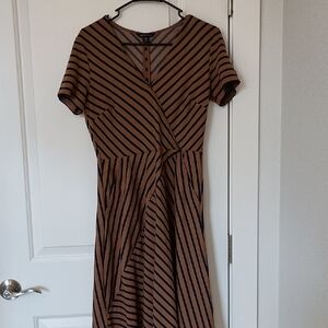 Lands' End Striped Midi Dress in Brown and Black